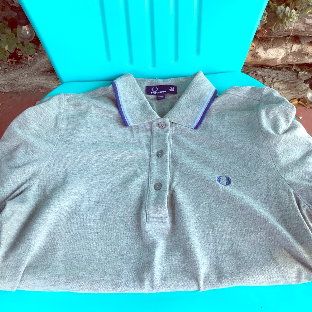 COPY - Fred Perry Grey Blue Polo Shirt Sz 8 Punk UK